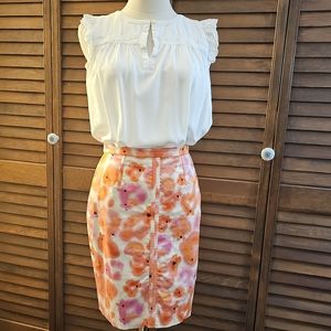 LOFT Sleeveless, Ruffle Armhole, White Blouse, SP